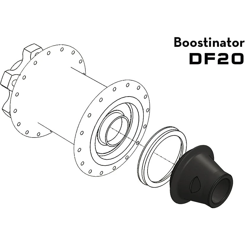 Wolf-tooth Wolf Tooth Boostinator DF20 Conversion Kit To Boost Standard 110mm For DT Swiss 240 OS, Front Wheel - Black 1 Wolf-tooth Wolf Tooth Boostinator DF20 Conversion Kit To Boost Standard 110mm For DT Swiss 240 OS, Front Wheel - Black