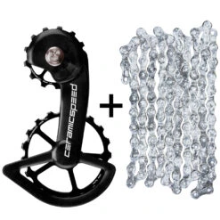 CeramicSpeed OSPW Derailleur Pulley System & UFO Factory Optimized Chain For Shimano 9100/9150/8000 SS/8050 SS - Black